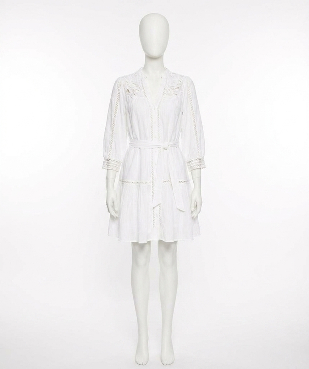 NEW ESQUALO wagna dress with plumetis lace embroidery in white